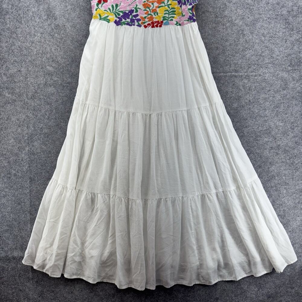 J.Marie Women Dress Size M White Linen Blend Embroidered Sleeveless Summer Beach - Picture 9 of 14